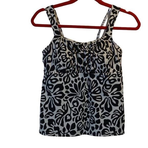Lands' End Black and White Tankini Swim Top, Size 10P - Picture 1 of 4